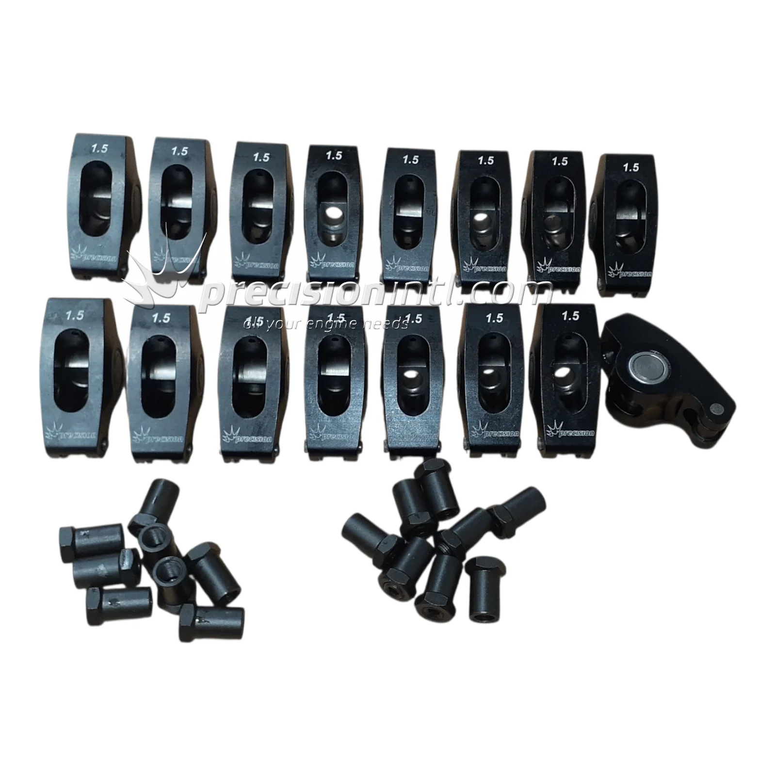 PRECISION PI1035BK ROLLER ROCKER SET SBC 1.5 RATIO 3/8 SELF ALIGNING MADE IN USA