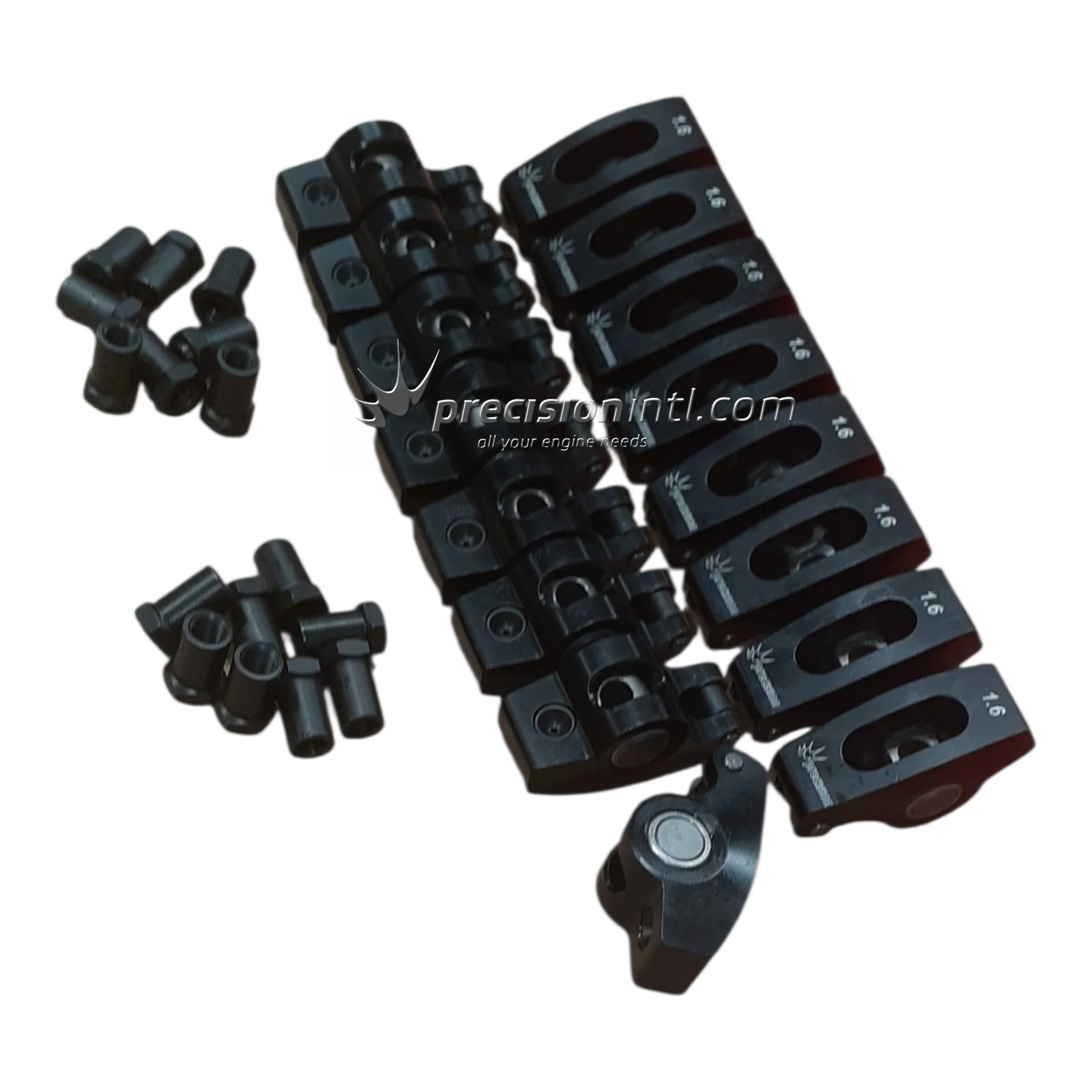 PRECISION PI1036BK ROLLER ROCKER SET SBC 1.6 RATIO 3/8 SELF ALIGNING MADE IN USA