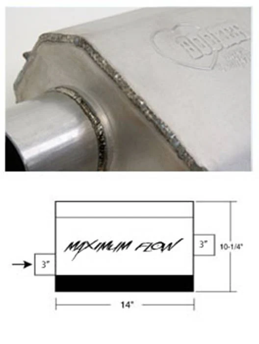 HOLLEY 21605HKR HOOKER AERO CHAMBER MUFFLER 3" OFFSET INLET-SINGLE 3" CENTER OUTLET