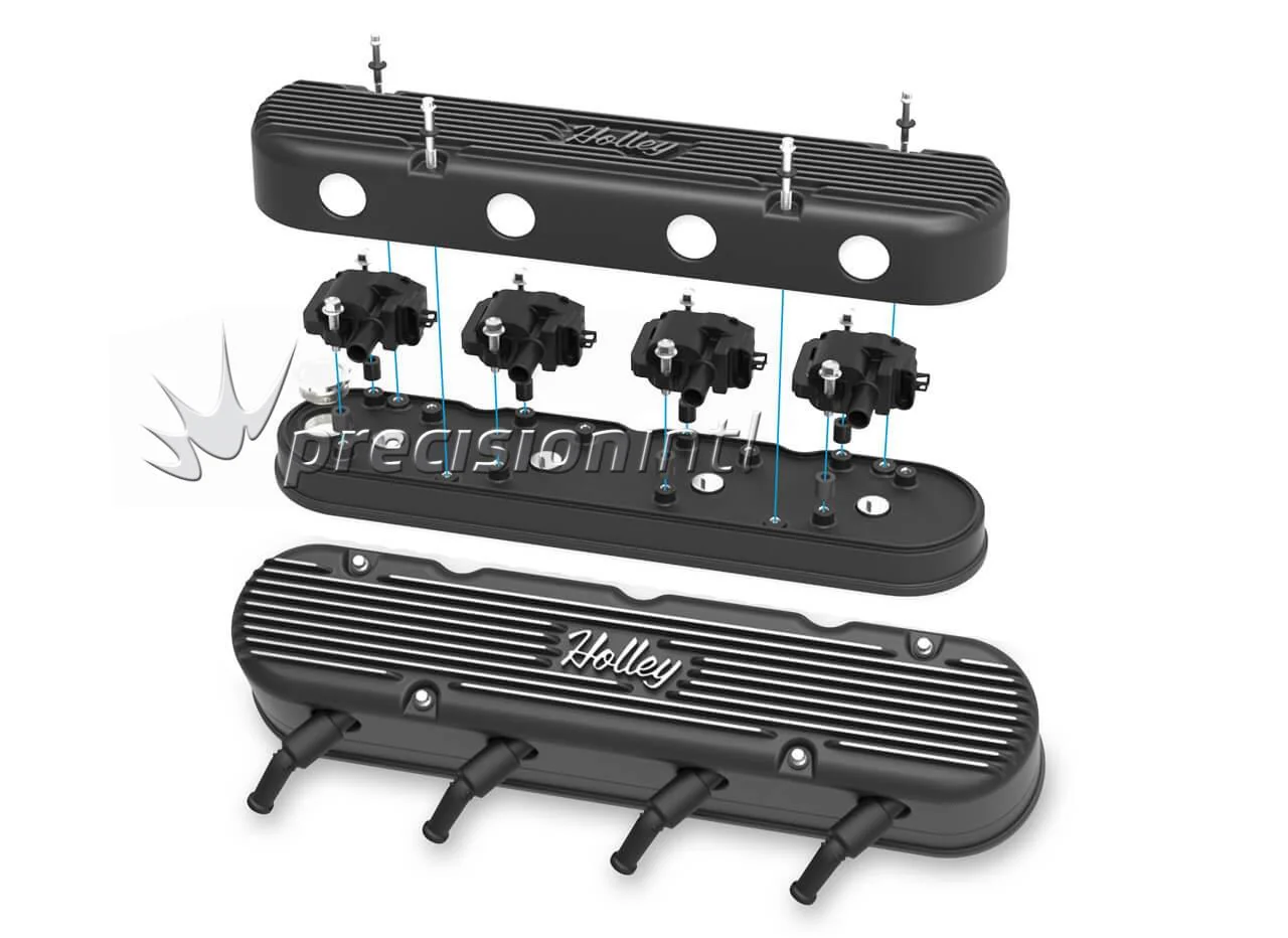 HOLLEY 241-172 2 PIECE CAST ALLOY VALVE COVER SUITS LS BLACK FINISH - Image 3