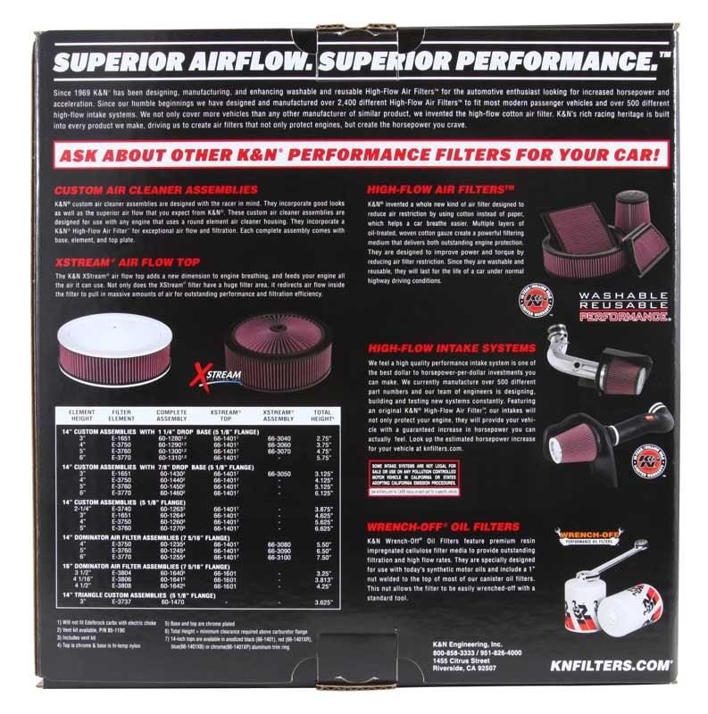K&N 60-1280 CUSTOM REUSABLE 14¨X 3¨ROUND AIR FILTER 5.125¨FL 2.75¨H 1-1/4¨ DROP - Image 3