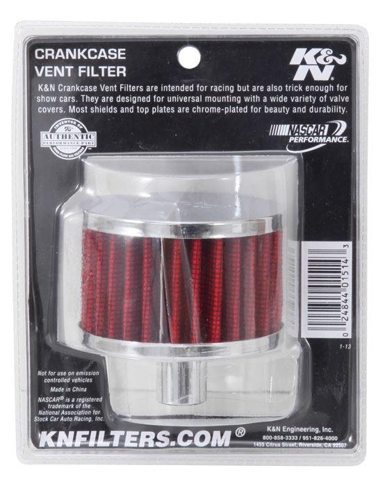 K&N 62-1160 REUSABLE VENT FILTER 0.75"Vent 3"OD 2"HEIGHT CHROME TOP - Image 2