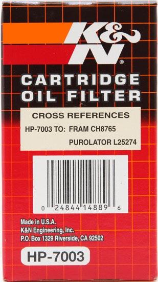 K&N HP-7003 OIL FILTER HIGH PERF SER VARIOUS HOLDEN VE VF SAAB CHEV - Image 3