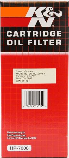 K&N HP-7008 OIL FILTER HIGH PERF VARIOUS MERCEDES BENZ MODELS EQV R2596P - Image 3