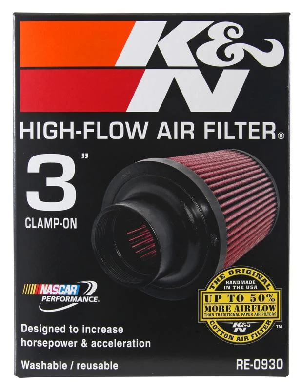 K&N RE-0930 UNIVERSAL CLAMP ON AIR FILTER 3"FLANGE 6"OD BASE 4.625¨TOP 6¨HEIGHT - Image 5