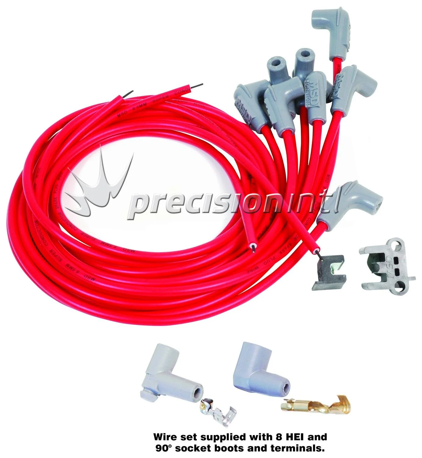 MSD 31239 8.5 SUPER CON S/PLUG LEAD SET UNIVERSAL V8 90 PLUG BOOTS