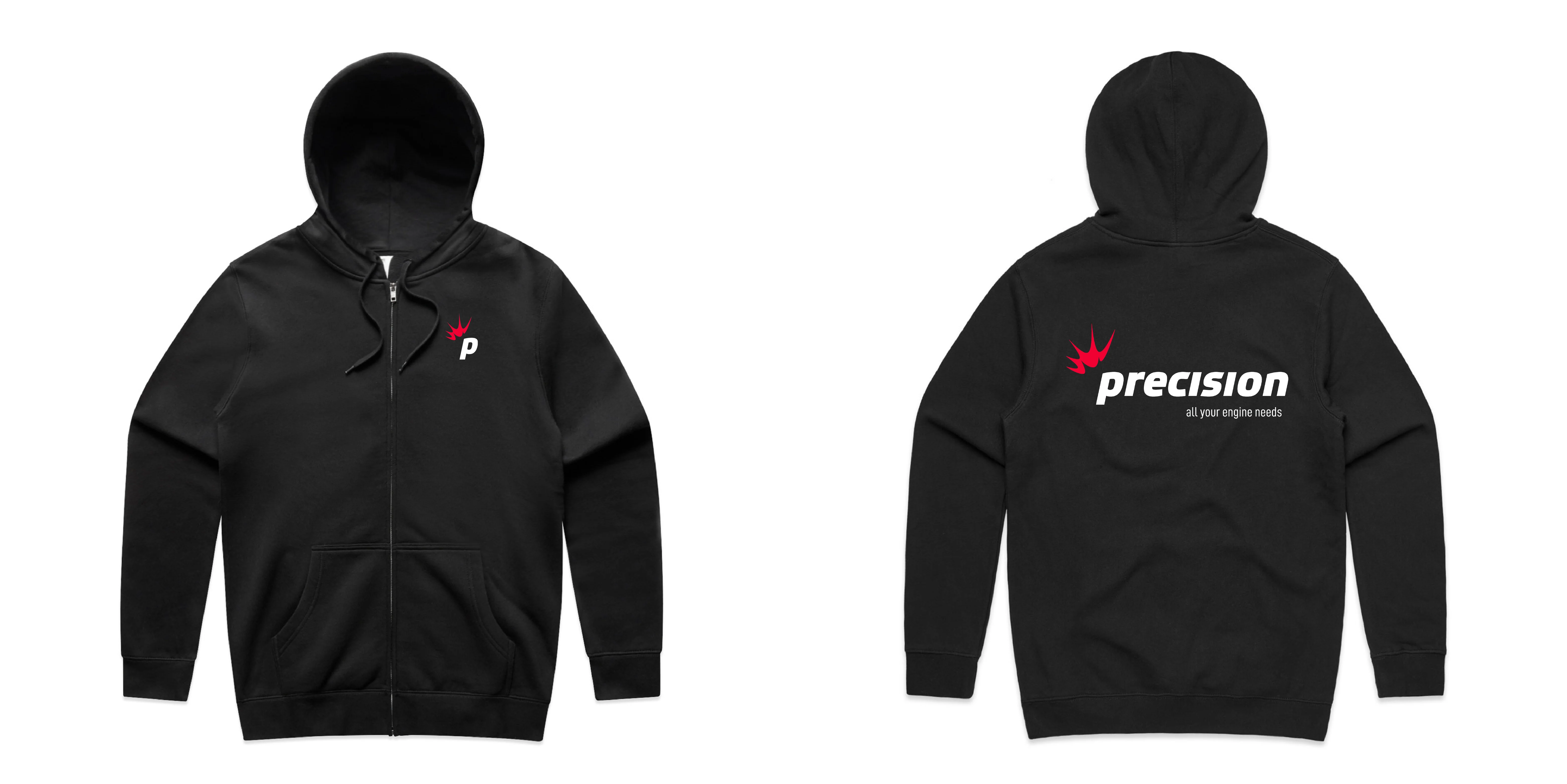 PRECISION PIZIPXXL ZIP BLACK HOODIE 2X-LARGE