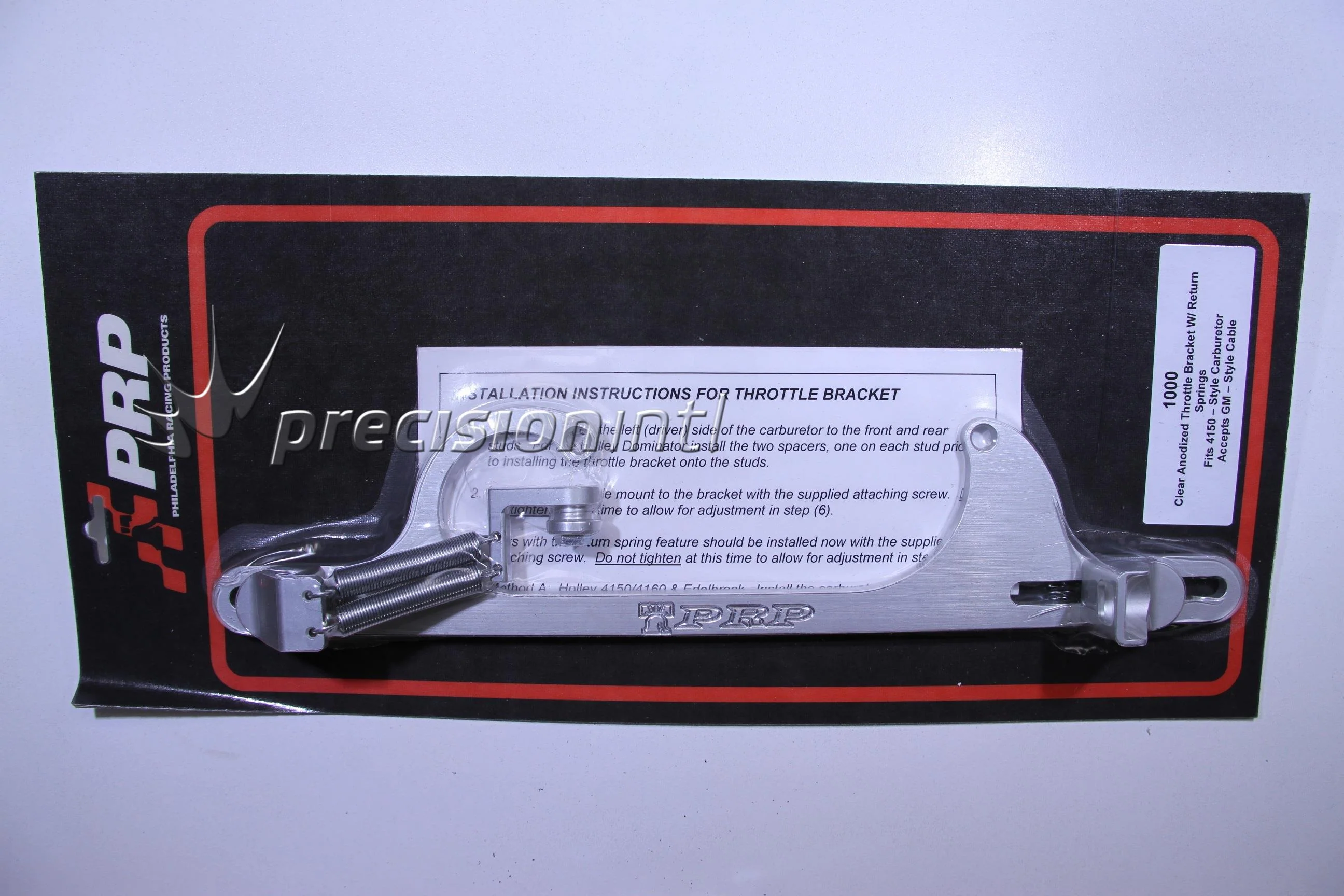PRP PRP-1000 THROTTLE BRACKET W/SPRING CLR 4150 STYLE CARB ACCEPTS GM CBL
