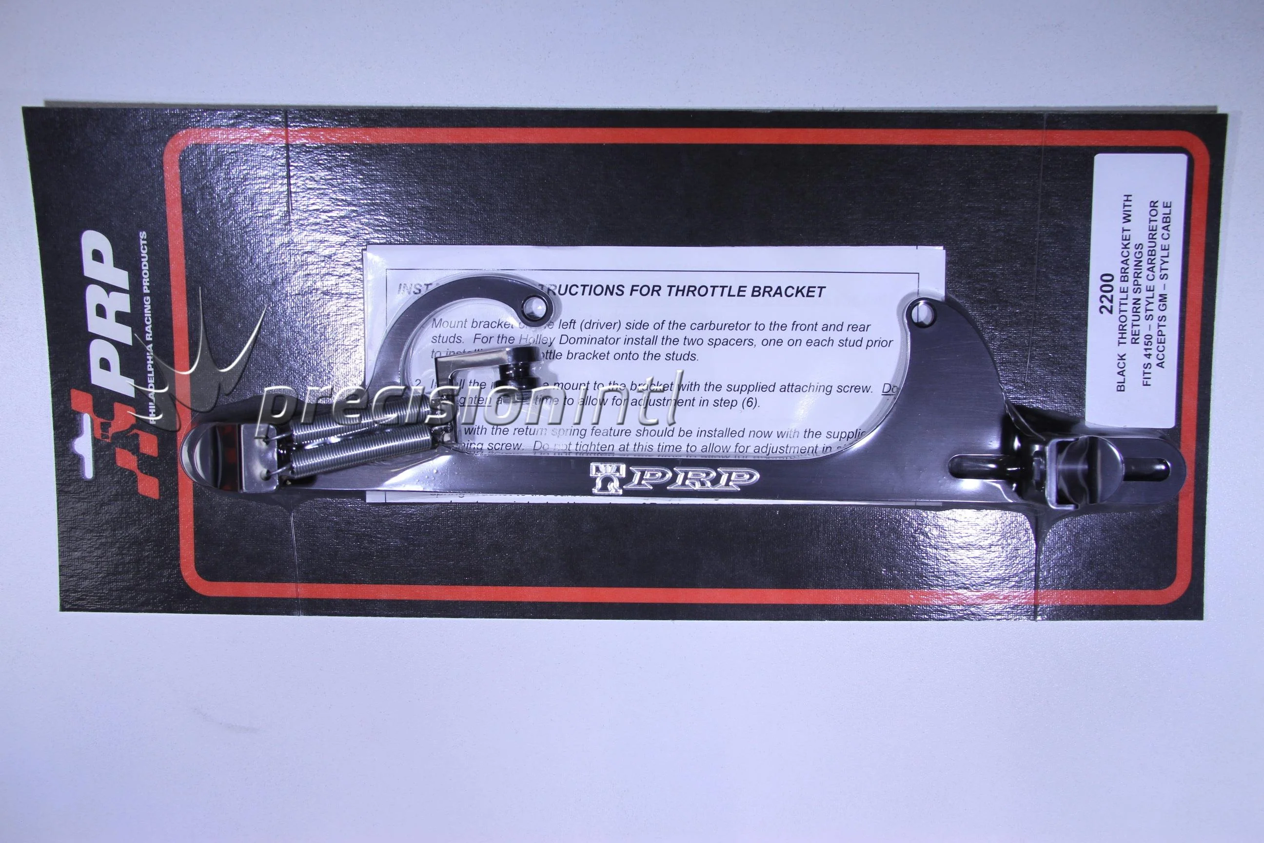 PRP PRP-2200 THROTTLE BRACKET W/SPRING BLK 4150 STYLE CARB ACCEPTS GM CBL