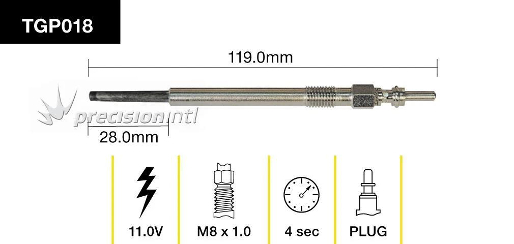TRIDON TGP018 GLOW PLUG 119MM LONG 11V