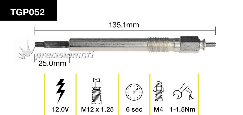 TRIDON TGP052 GLOW PLUG 135.1MM LONG 12V